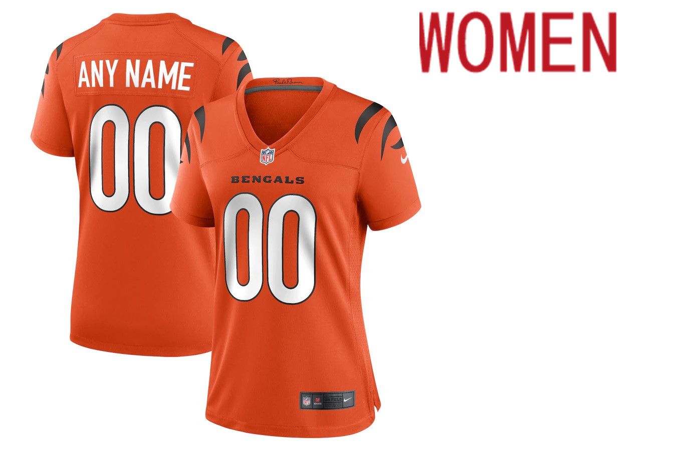 Women Cincinnati Bengals Nike Orange Alternate Game Custom NFL Jersey->->Custom Jersey